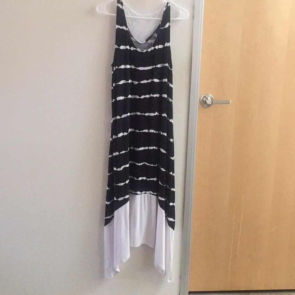 Kensie assymetrical black tie-dye dress